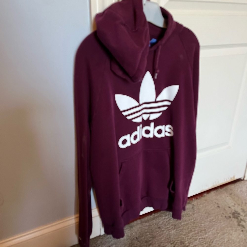 Adidas maroon large Sweater/Hoodie great condition check it out